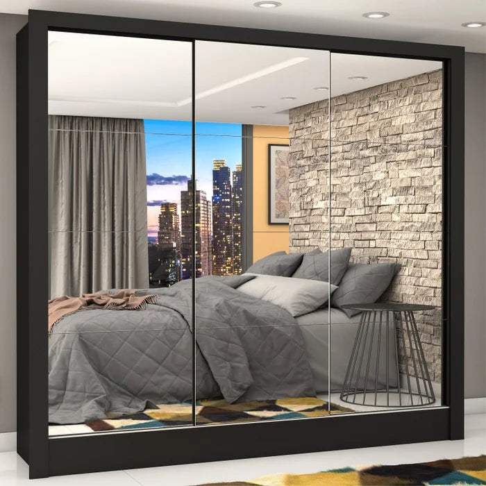 Guarda Roupa Casal Manhattan 3 Portas com Espelho - Ninho Móveis