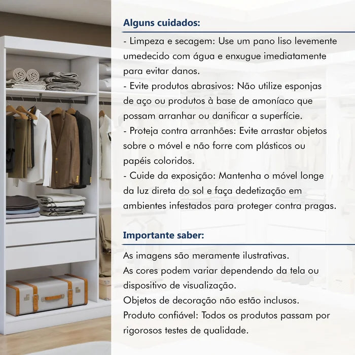 Closet Casal Colorado sem Portas 8 Gavetas - Ninho Móveis