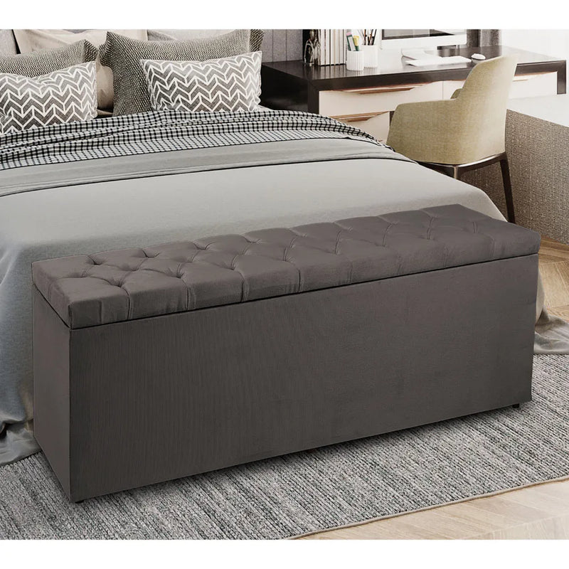 Calçadeira Báu 160cm em Suede - Ninho Móveis