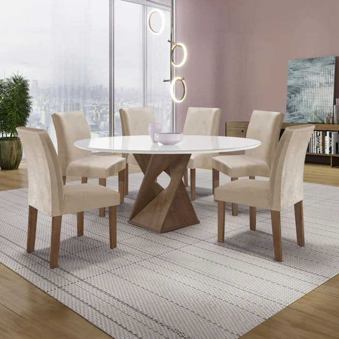 Mesa de Jantar 6 Lugares Tampo Redondo 120x120 - Ninho Móveis