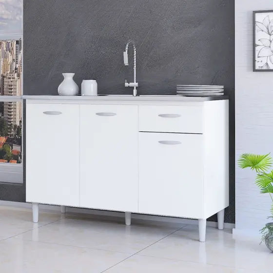 Balcão 3 Portas 1 Gaveta sem Tampo - Ninho Móveis