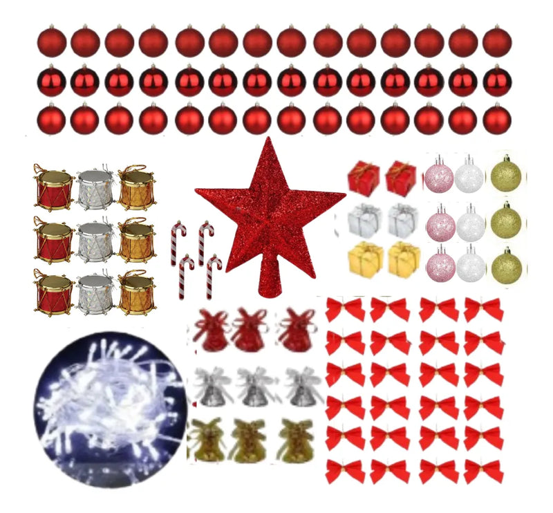 Kit 140 Enfeites Pendentes Árvore Natal - Ninho Móveis