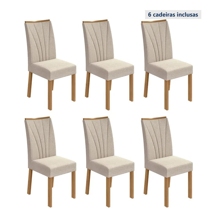 Conjunto 6 Cadeiras Estofadas em Linho Premium - Ninho Móveis