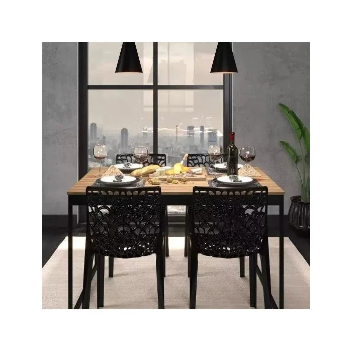 Conjunto Mesa de Jantar Preto - Ninho Móveis