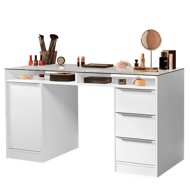 Penteadeira 3 Gavetas Tampo em Vidro - Ninho Móveis