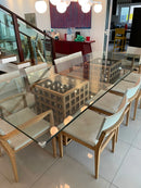 Mesa de Vidro Base em Cubos de Madeira Maciça - Ninho Móveis