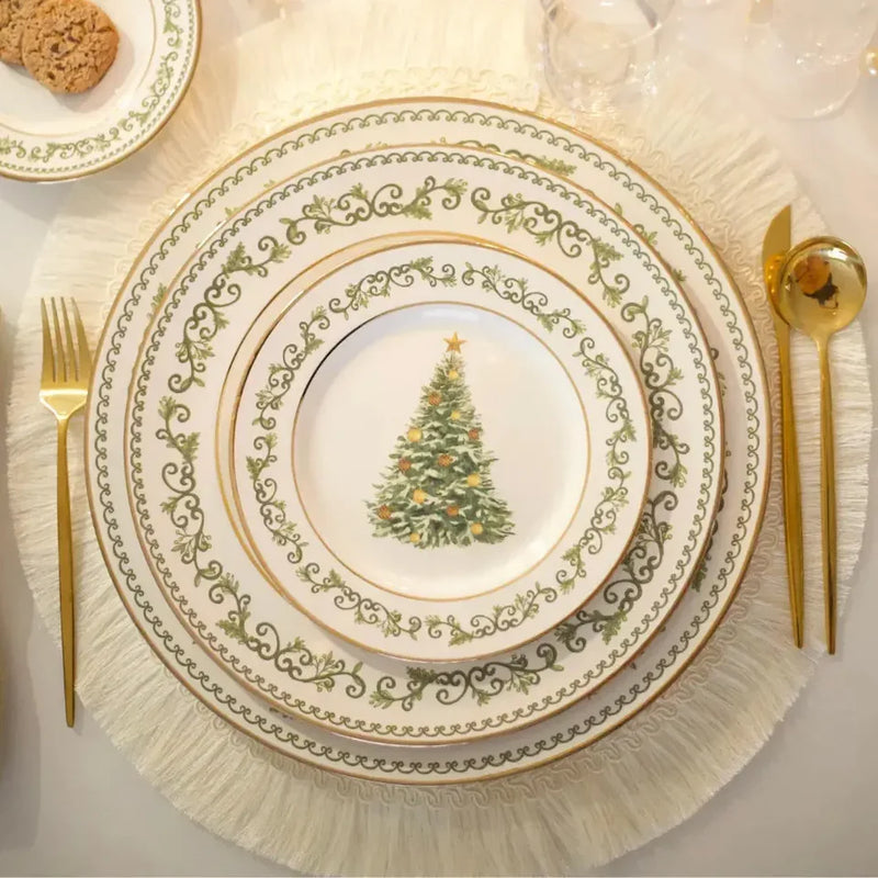 Jogo de Pratos Raso e Sobremesa Natalino - Ninho Móveis