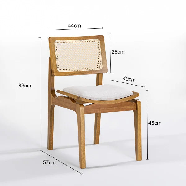 Cadeira de Madeira Maciça com Telinha Natural Estofada - Ninho Móveis