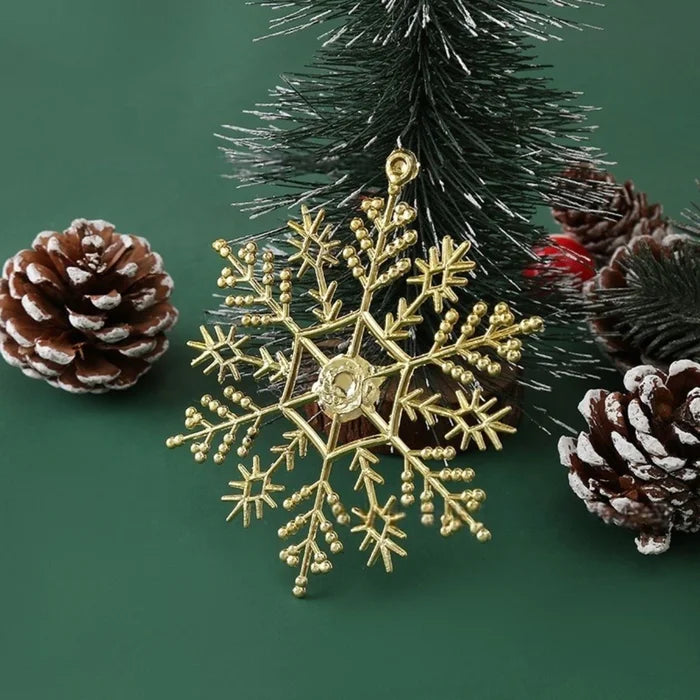 10 Flocos de Neve Dourado Grandes com Glitter - Ninho Móveis