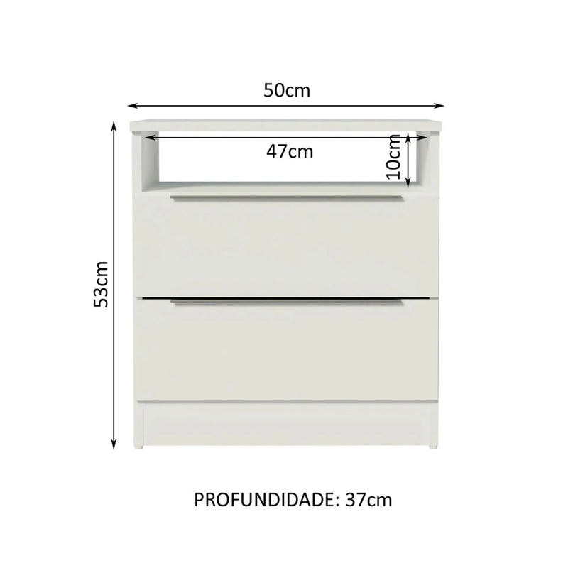 Mesa de Cabeceira com 2 Gavetas Branco - Ninho Móveis