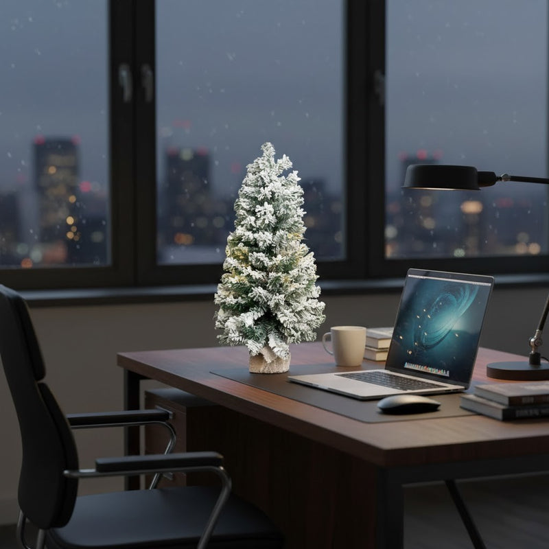 Árvore Nevada Base Madeira 55cm - Ninho Móveis