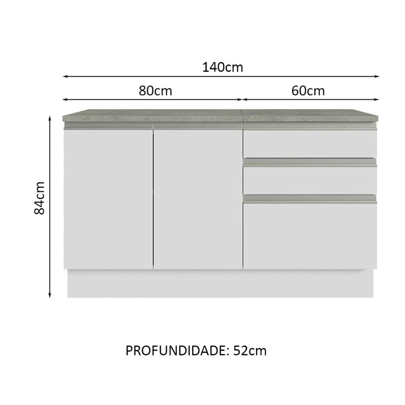 Armário Gabinete com 3 Gavetas  para Banheiro - Ninho Móveis