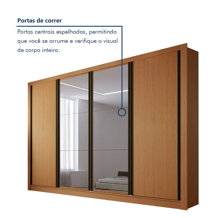 Guarda Roupa Casal Premium 4 Portas 4 Gavetas - Ninho Móveis