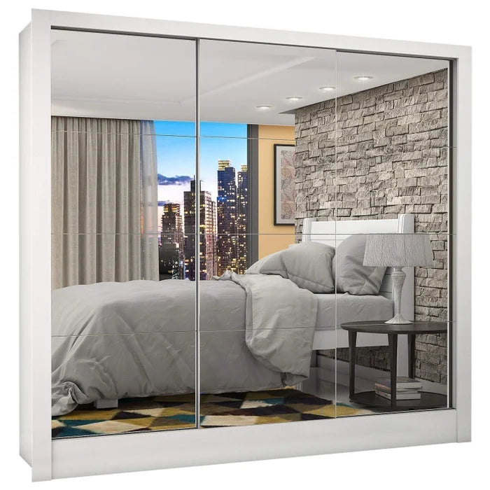 Guarda Roupa Casal Manhattan 3 Portas com Espelho - Ninho Móveis