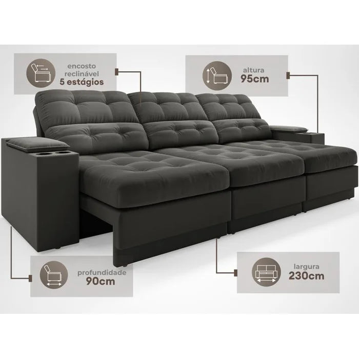 Sofá Valencia com Porta Copos - Ninho Móveis