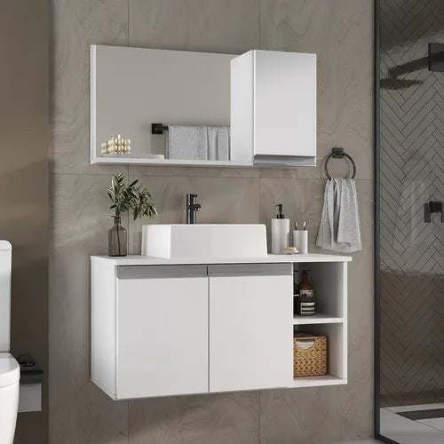 Armário Suspenso para Banheiro com Espelho - Ninho Móveis