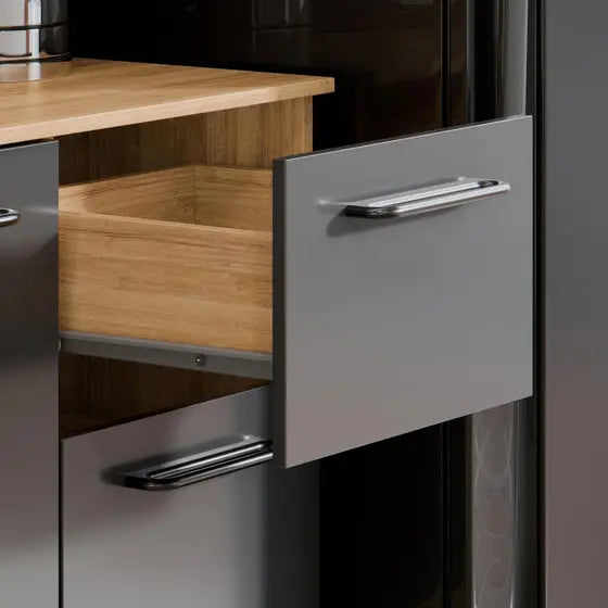 Armário de Cozinha Com 7 Portas E 2 Gavetas Compacta - Ninho Móveis