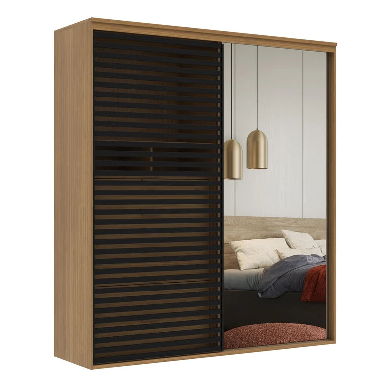 Guarda-Roupa Ripado 2 Portas com Espelho MDF - Ninho Móveis