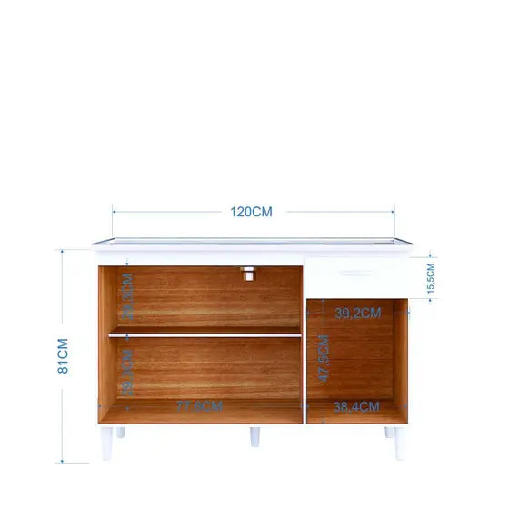 Balcão 3 Portas 1 Gaveta sem Tampo - Ninho Móveis