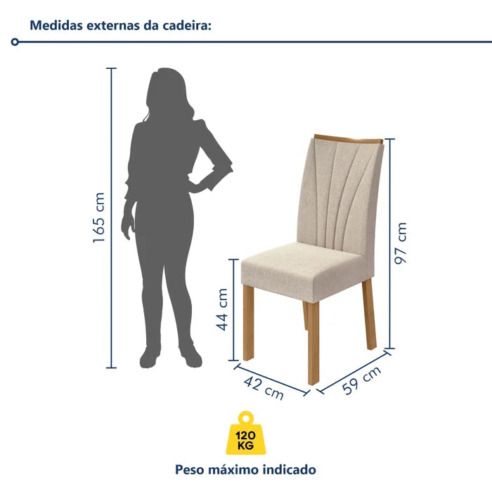 Conjunto 6 Cadeiras Estofadas em Linho Premium - Ninho Móveis