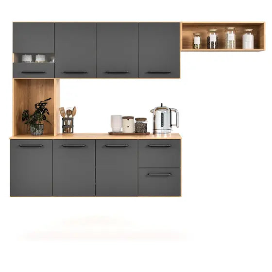 Armário de Cozinha Com 7 Portas E 2 Gavetas Compacta - Ninho Móveis