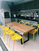 Conjunto de Mesa de Jantar Madeira Rústica