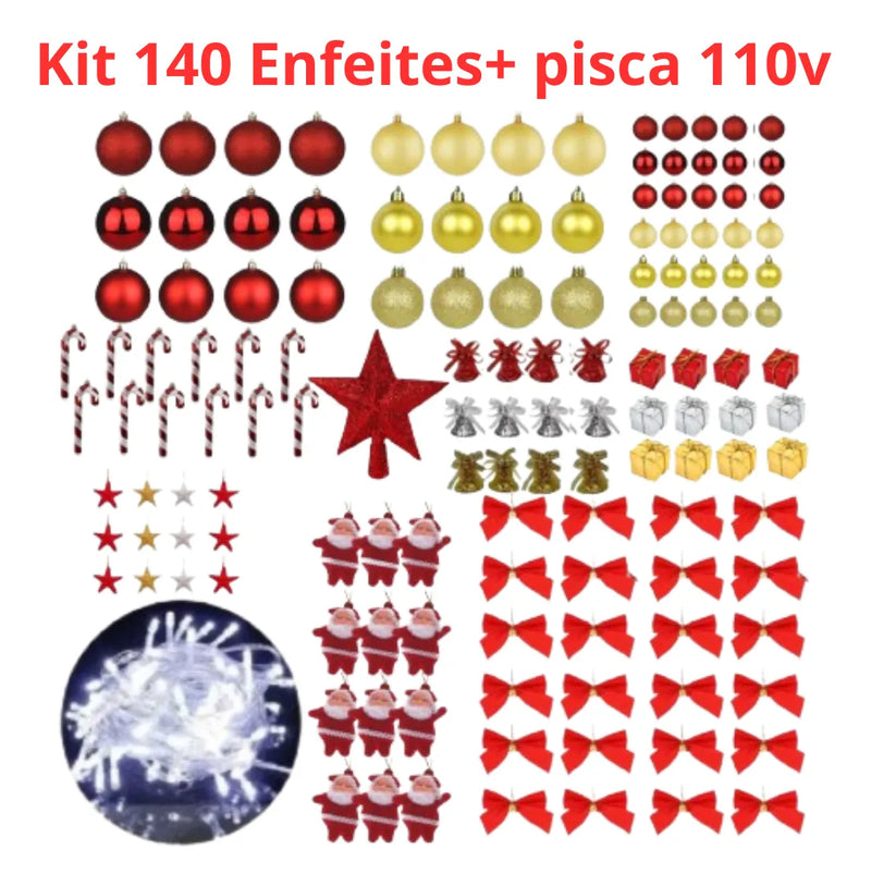 Kit 140 Enfeites Pendentes Árvore Natal - Ninho Móveis