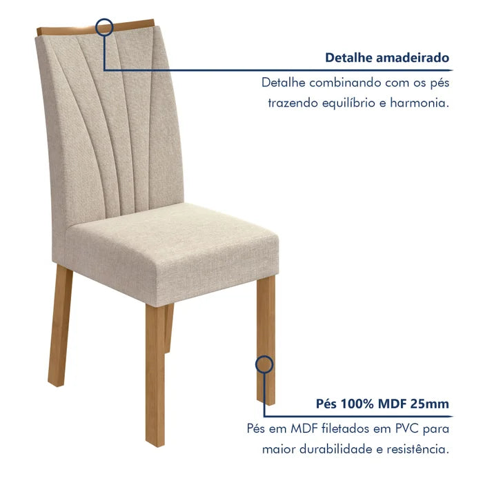 Conjunto 6 Cadeiras Estofadas em Linho Premium - Ninho Móveis