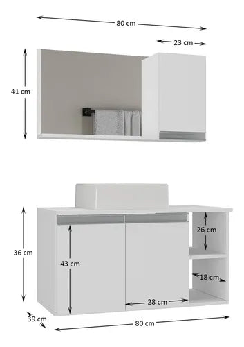 Armário Suspenso para Banheiro com Espelho - Ninho Móveis