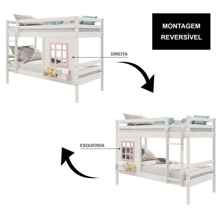 Beliche Infantil com Janela Madeira Maciça - Ninho Móveis