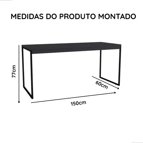 Mesa De Escritório Escrivaninha Preta Madeirado - Ninho Móveis