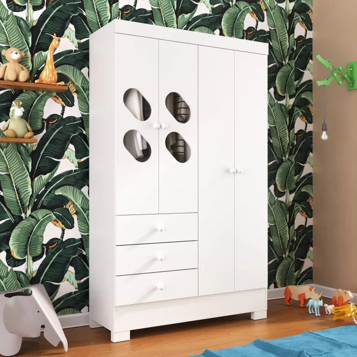 Guarda Roupa Baby Infantil 4 Portas e 3 Gavetas - Ninho Móveis