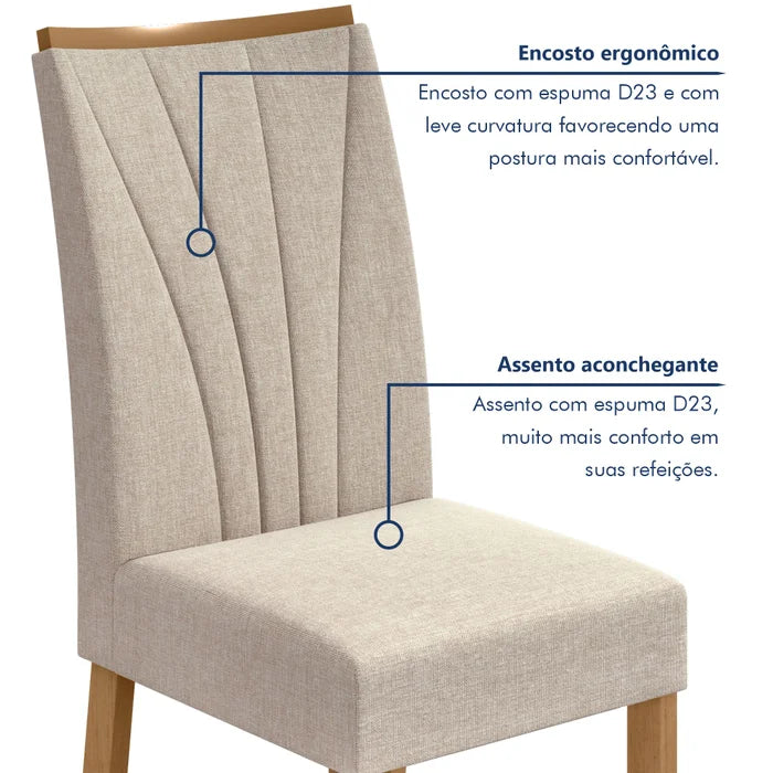 Conjunto 6 Cadeiras Estofadas em Linho Premium - Ninho Móveis