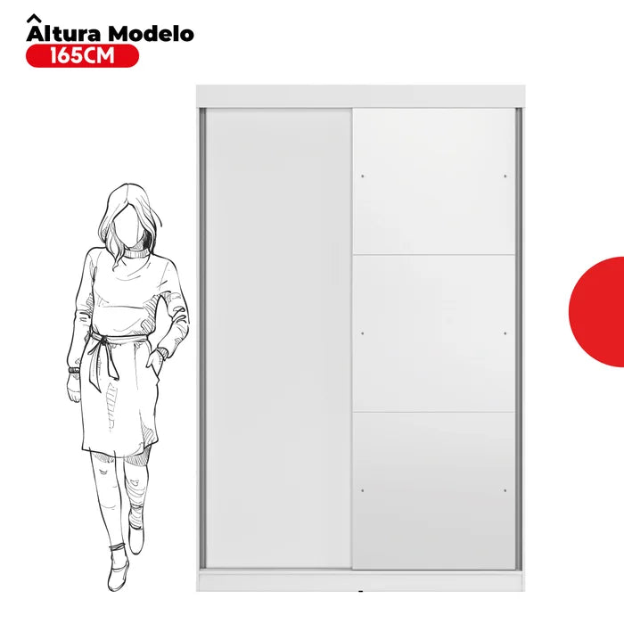 Guarda-Roupa 2 Portas de Correr com Espelho - Ninho Móveis