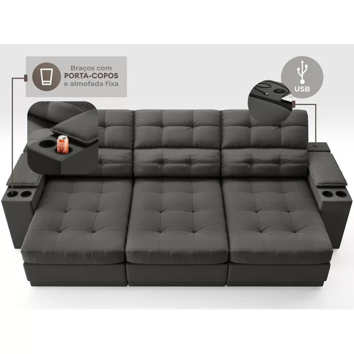 Sofá Valencia com Porta Copos - Ninho Móveis
