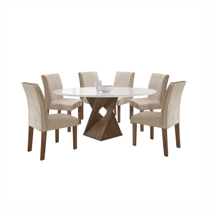 Mesa de Jantar 6 Lugares Tampo Redondo 120x120 - Ninho Móveis