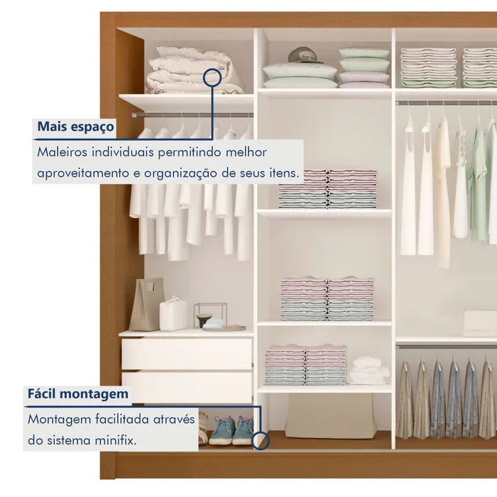 Guarda Roupa Casal Premium 4 Portas 4 Gavetas - Ninho Móveis