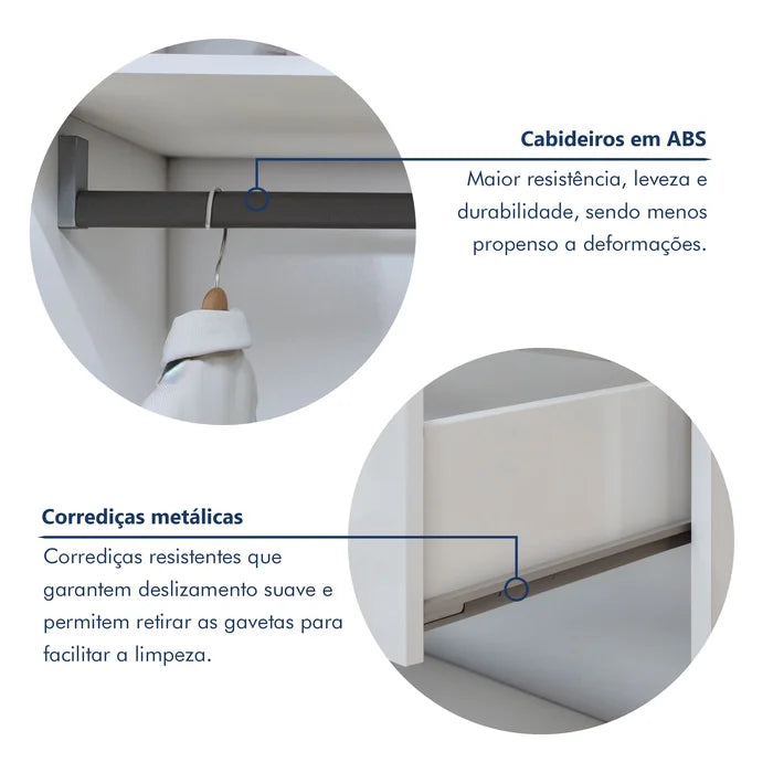 Closet Casal Colorado sem Portas 8 Gavetas - Ninho Móveis