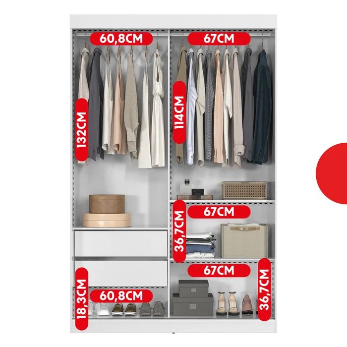 Guarda-Roupa 2 Portas de Correr com Espelho - Ninho Móveis