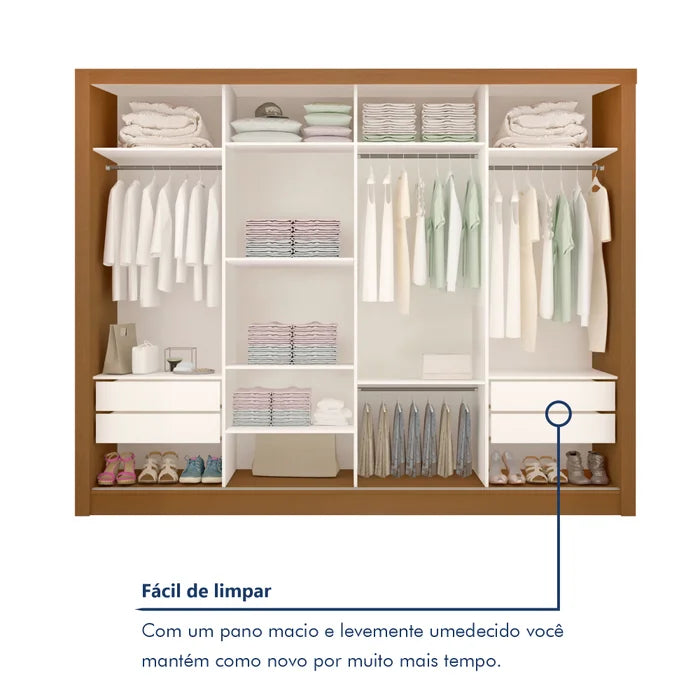 Guarda Roupa Casal Premium 4 Portas 4 Gavetas - Ninho Móveis