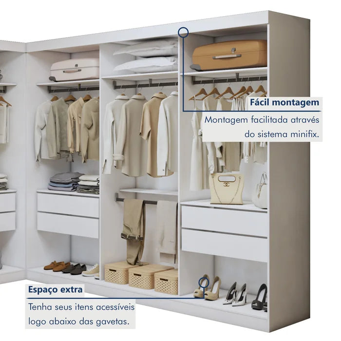 Closet Casal Colorado sem Portas 8 Gavetas - Ninho Móveis