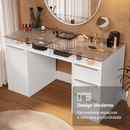 Penteadeira 3 Gavetas Tampo em Vidro - Ninho Móveis