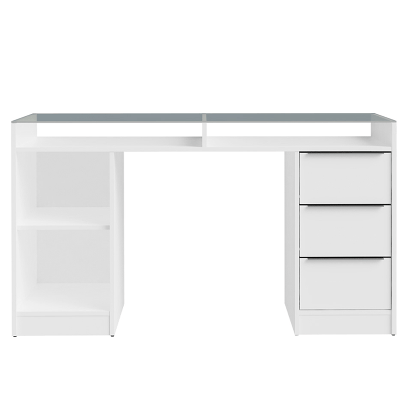 Penteadeira 3 Gavetas Tampo em Vidro - Ninho Móveis