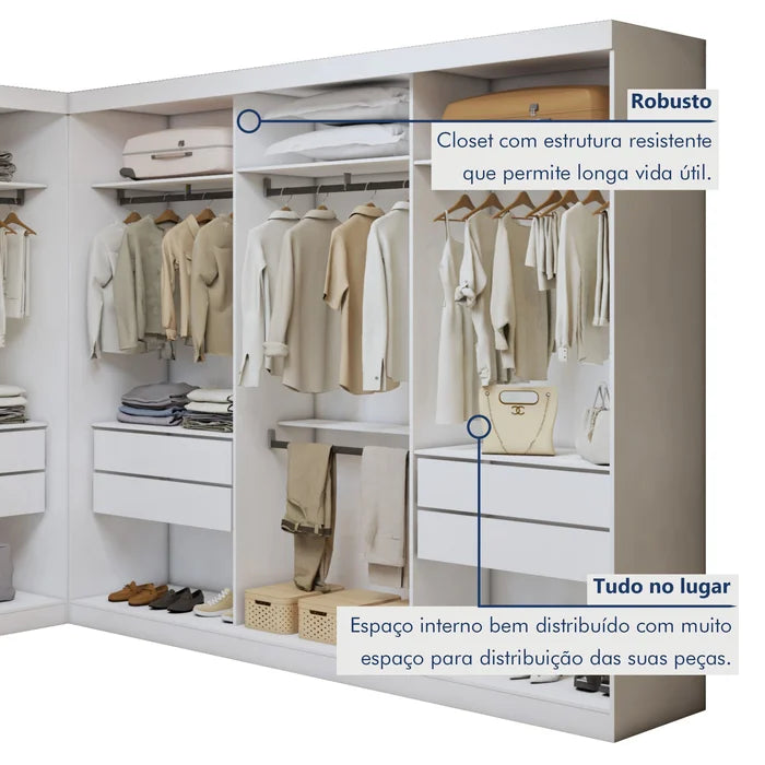 Closet Casal Colorado sem Portas 8 Gavetas - Ninho Móveis